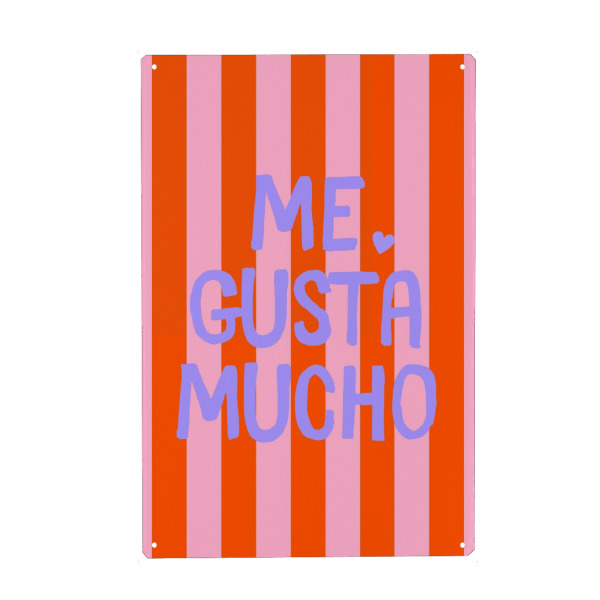 Holzbild "Me gusta mucho - gestreift" artboxONE - Typografie,Liebe,Lustig