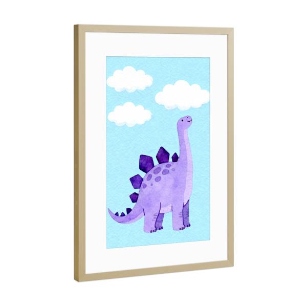 Poster mit Rahmen Gold "Stegosaurus-Dinosaurier" artboxONE - Für Kinder,Tiere