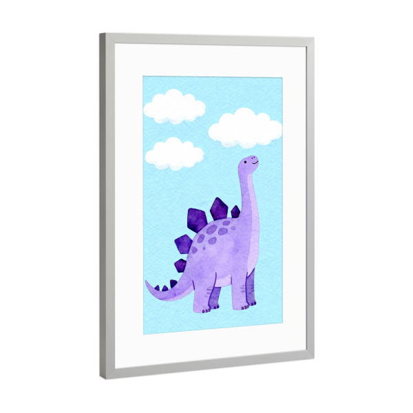 Poster mit Rahmen Silber "Stegosaurus-Dinosaurier" artboxONE - Für Kinder,Tiere