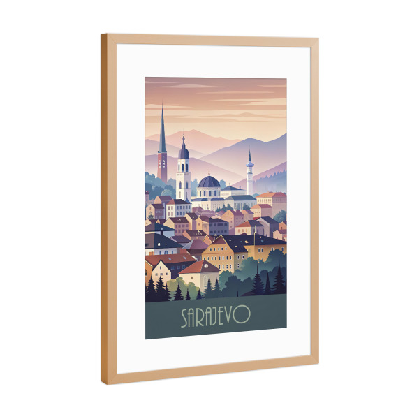 Poster mit Rahmen Kupfer "Die Skyline von Sarajevo" artboxONE - Städte,Reise,Architektur
