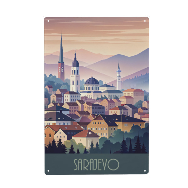 Metall Poster "Die Skyline von Sarajevo" artboxONE - Städte,Reise,Architektur