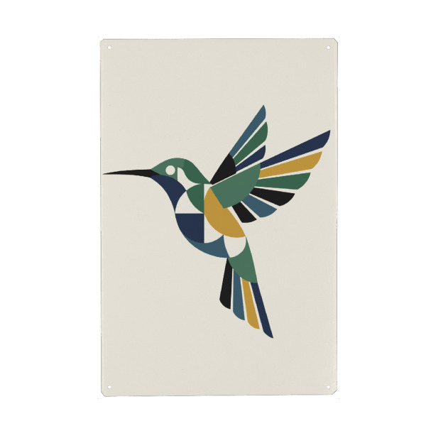 Holzbild "Geometric Hummingbird" artboxONE - Tiere,Geometrie