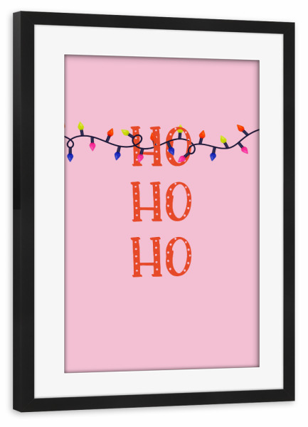 Poster mit Rahmen schwarz "Ho Ho Ho, Weihnachtsbeleuchtung" artboxONE - Typografie,Für Kinder,Weihnachten,Festivals
