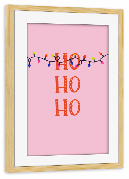 Poster mit Rahmen kiefer "Ho Ho Ho, Weihnachtsbeleuchtung" artboxONE - Typografie,Für Kinder,Weihnachten,Festivals