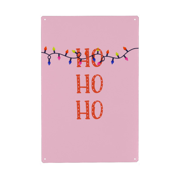 Metall Poster "Ho Ho Ho, Weihnachtsbeleuchtung" artboxONE - Typografie,Für Kinder,Weihnachten,Festivals