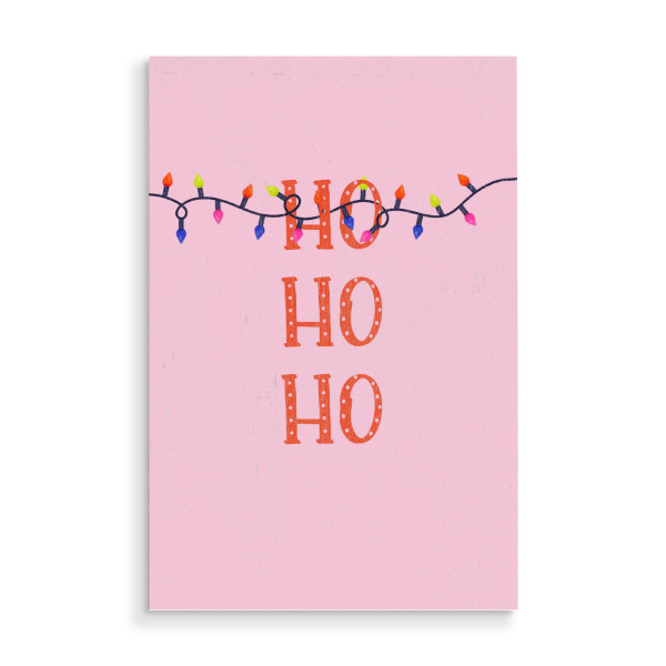 Holzbild "Ho Ho Ho, Weihnachtsbeleuchtung" artboxONE - Typografie,Für Kinder,Weihnachten,Festivals