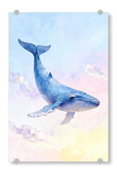 Acrylglasbild "Wal in den bunten Wolken" artboxONE - Für Kinder,Tiere,Abstrakt