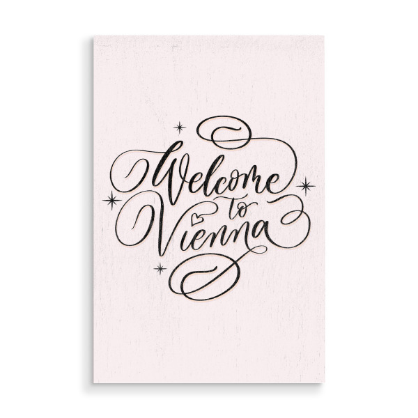 Holzbild "Wien Liebe. Welcome to Vienna" artboxONE - Typografie,Städte / Wien