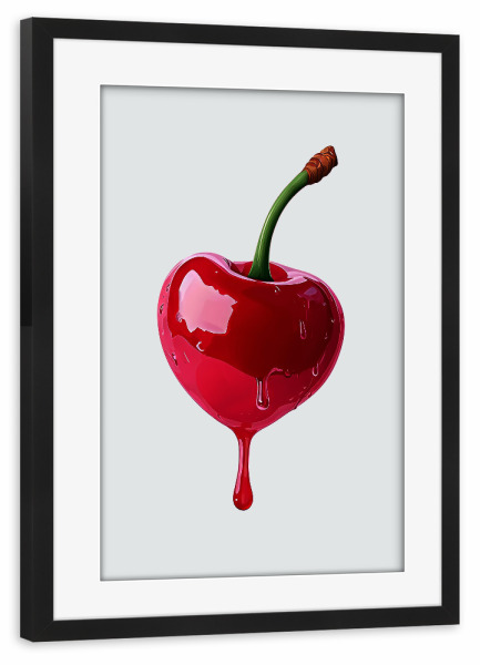 Poster mit Rahmen schwarz "Kirschherzförmig glänzend" artboxONE - Essen & Trinken,Liebe,Essen & Trinken / Obst & Gemüse