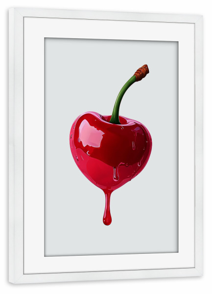 Poster mit Rahmen weiß "Kirschherzförmig glänzend" artboxONE - Essen & Trinken,Liebe,Essen & Trinken / Obst & Gemüse