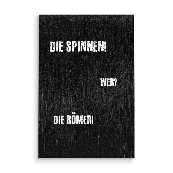 Holzbild "Die Spinnen!" artboxONE - Typografie,Für Kinder,Schwarzweiß,Männer,Lustig