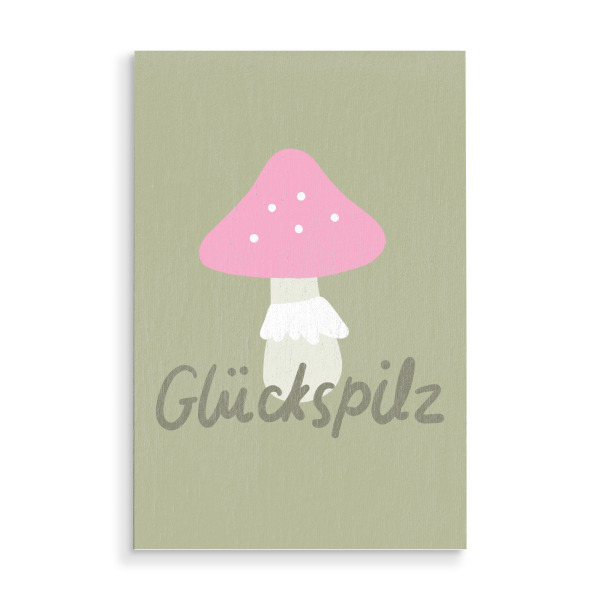 Holzbild "Glückspilz" artboxONE - Typografie,Natur - Pilz,Herbst,Glückspilz,Glück,Wald,Pilze