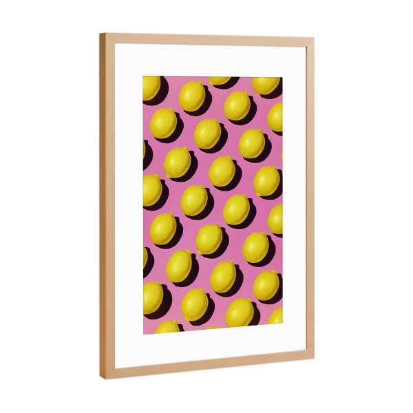 Poster mit Rahmen Kupfer "Zitronen pop Formation" artboxONE - Natur,Geometrie,Essen & Trinken / Obst & Gemüse