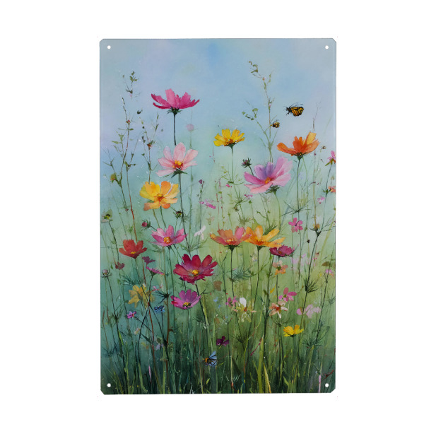 Metall Poster "Wiesenblumen im Sommer B (matart)" artboxONE - Natur,Floral - Blumen,Wiese,Natur,Modern,Kunst,Floral - Blechschild