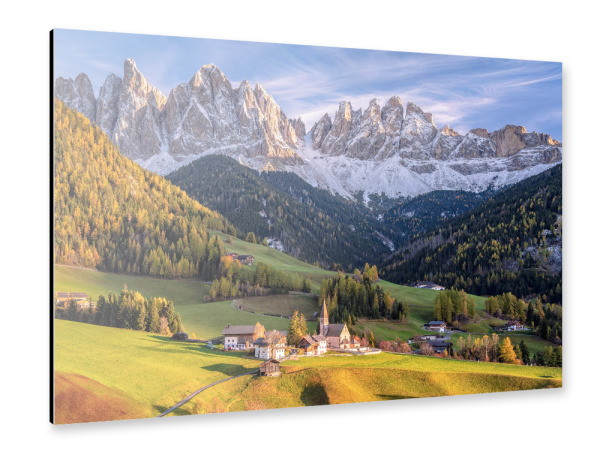 Alu-Dibond "Villnößtal Südtirol im Herbst" 30x20 cm artboxONE
