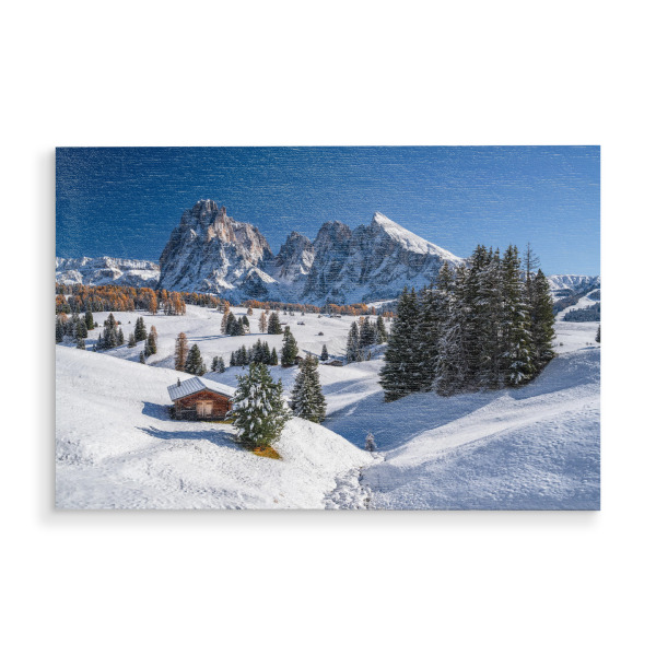 Holzbild "Schnee auf der Seiser Alm" artboxONE - Natur