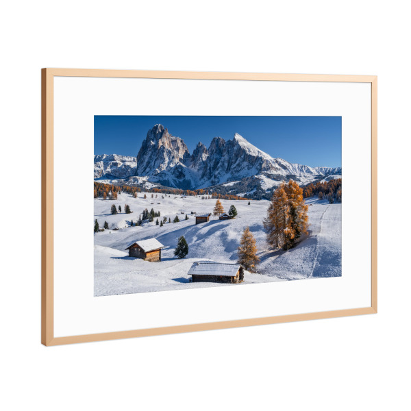 Poster mit Rahmen Kupfer "Langkofel Seiser Alm Südtirol" artboxONE - Natur,Reise