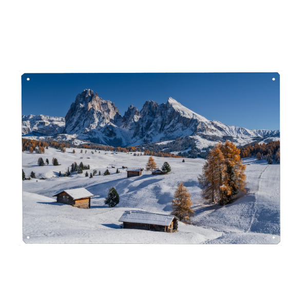 Holzbild "Langkofel Seiser Alm Südtirol" artboxONE - Natur,Reise