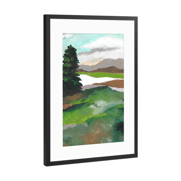 Poster mit Rahmen Schwarz (Metallic) "Wald morning" artboxONE - Natur,Abstrakt