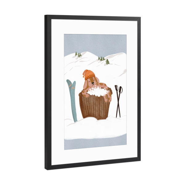 Poster mit Rahmen Schwarz (Metallic) "Bubble Bath" artboxONE - Tiere,Sport