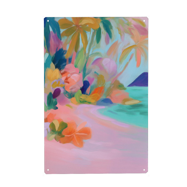 Metall Poster "Tropische Insel, Pastell" artboxONE - Natur,Floral,Abstrakt