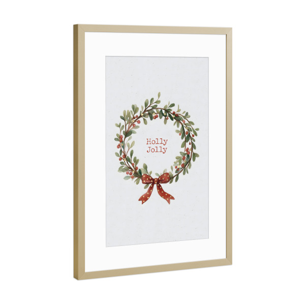 Poster mit Rahmen Gold "Holly Jolly Mistelzweig-Girlande" artboxONE - Weihnachten