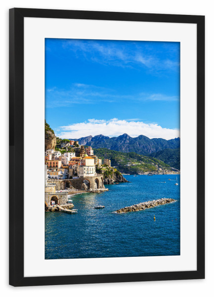 Poster mit Rahmen schwarz "Atrani am Mittelmeer" artboxONE - Natur,Reise,Architektur,Reise / Strand und Meer,Reise / Länder