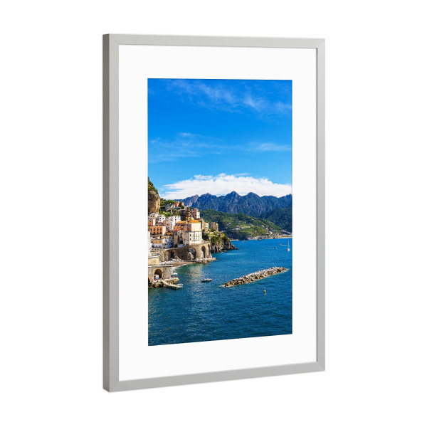 Poster mit Rahmen Silber "Atrani am Mittelmeer" artboxONE - Natur,Reise,Architektur,Reise / Strand und Meer,Reise / Länder