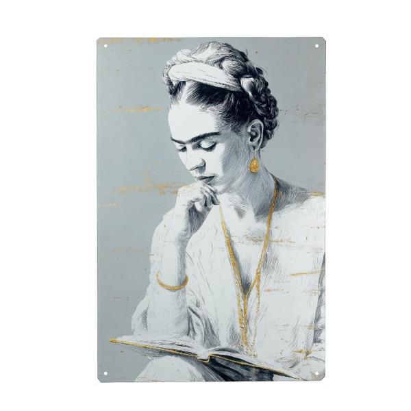 Metall Poster "Frida Porträt AG" artboxONE - Menschen - Frida,Frida kahlo,Porträt,Frau,Mädchen - Blechschild