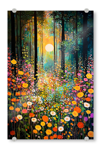 Acrylglasbild "Waldblumen C (matart)" artboxONE - Natur - Blumen,Forest,Natur,Mond,Modern,Kunst,Gustav klimt,Klimt