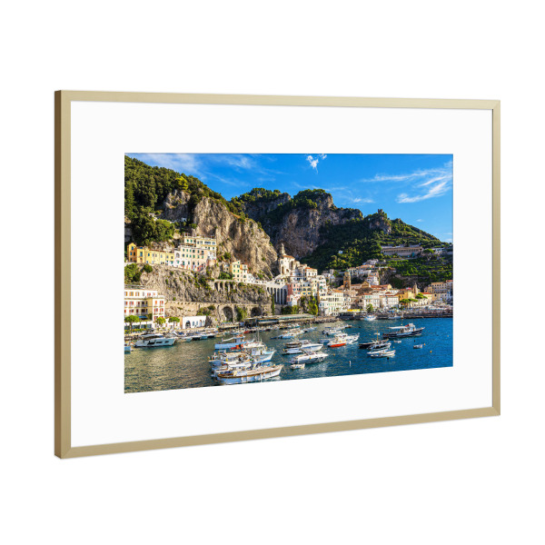 Poster mit Rahmen Gold "Amalfi am Mittelmeer" artboxONE - Natur,Reise,Architektur,Reise / Strand und Meer,Reise / Länder