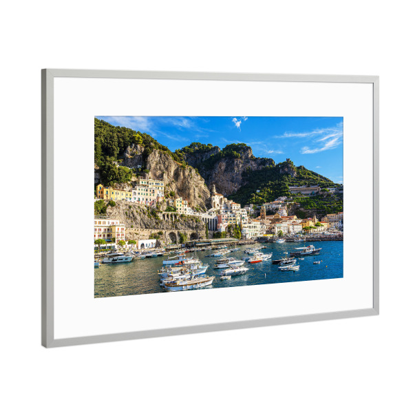 Poster mit Rahmen Silber "Amalfi am Mittelmeer" artboxONE - Natur,Reise,Architektur,Reise / Strand und Meer,Reise / Länder