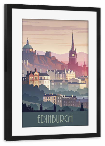 Poster mit Rahmen schwarz "Skyline von Edinburgh" artboxONE - Städte,Abstrakt,Architektur