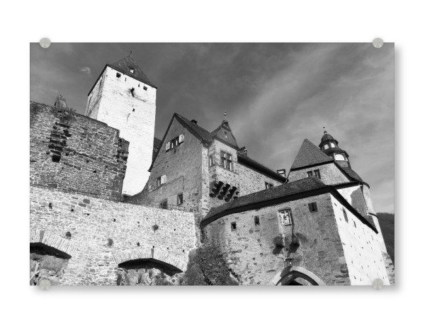 Acrylglasbild "Schloss Bürresheim" artboxONE - Reise,Schwarzweiß,Architektur,Reise / Länder