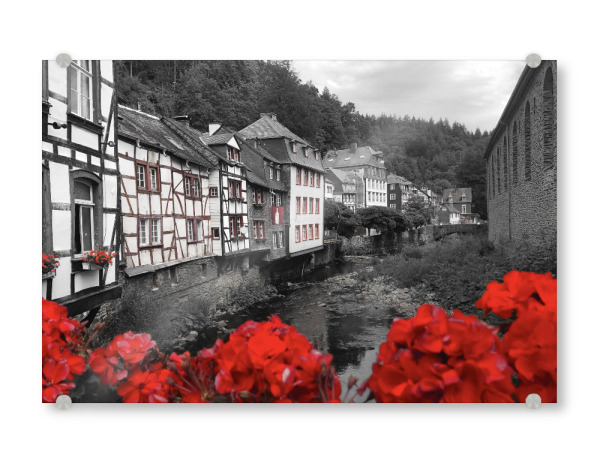 Acrylglasbild "Monschau in der Eifel" artboxONE - Reise,Schwarzweiß,Architektur,Reise / Länder