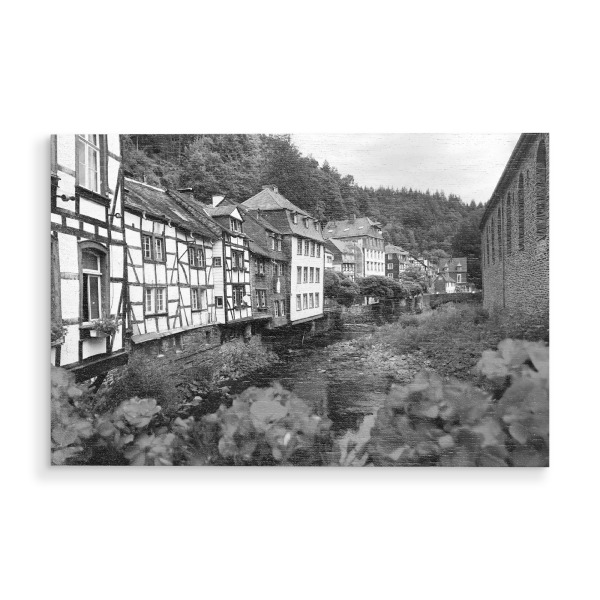 Holzbild "Monschau (Eifel)" artboxONE - Reise,Schwarzweiß,Architektur,Reise / Länder
