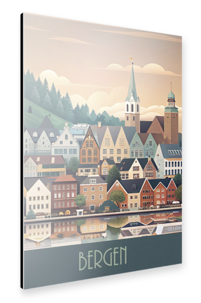 Alu-Dibond "Minimalistische Skyline von Bergen" 75x50 cm artboxONE
