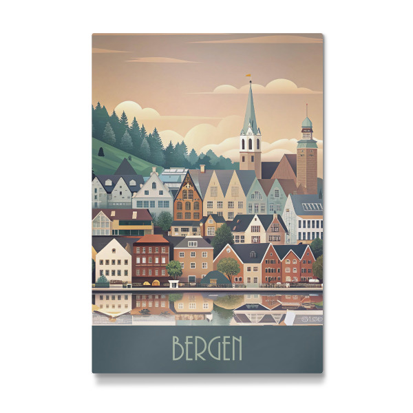 Galerie-Print "Minimalistische Skyline von Bergen" 30x20 cm artboxONE