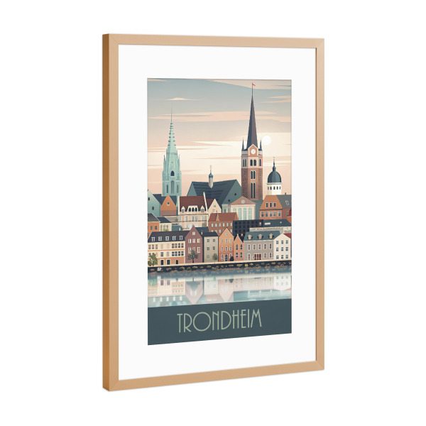 Poster mit Rahmen Kupfer "Skyline von Trondheim" artboxONE - Städte,Reise,Abstrakt,Architektur