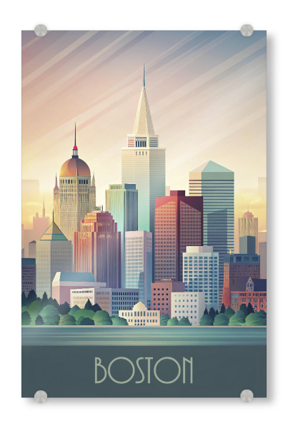 Acrylglasbild "Minimalistische Skyline von Boston" artboxONE - Städte,Reise,Abstrakt,Architektur