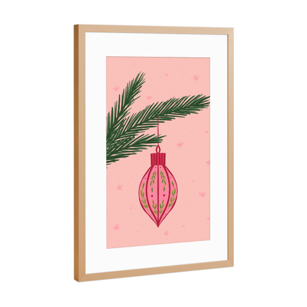 Poster mit Rahmen Kupfer "Christmas Globe on branch" artboxONE - Weihnachten