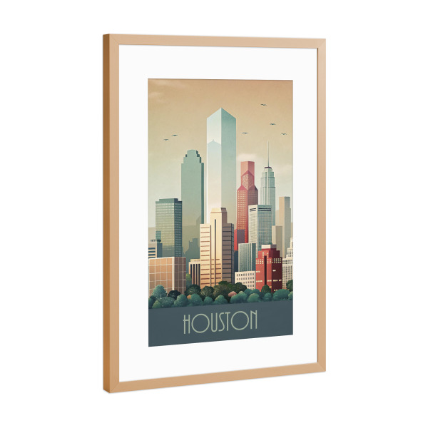 Poster mit Rahmen Kupfer "Skyline von Houston" artboxONE - Städte,Reise,Abstrakt,Architektur