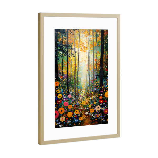 Poster mit Rahmen Gold "Waldblumen F (matart)" artboxONE - Natur,Floral - Blumen,Forest,Natur,Modern,Kunst,Gustav klimt,Klimt
