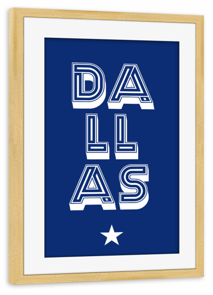 Poster mit Rahmen kiefer "Dallas TX" artboxONE - Städte,Typografie,Reise,Reise / Länder