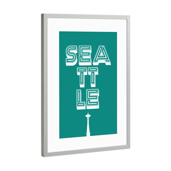 Poster mit Rahmen Silber "Seattle Typo" artboxONE - Städte,Typografie,Reise,Reise / Länder