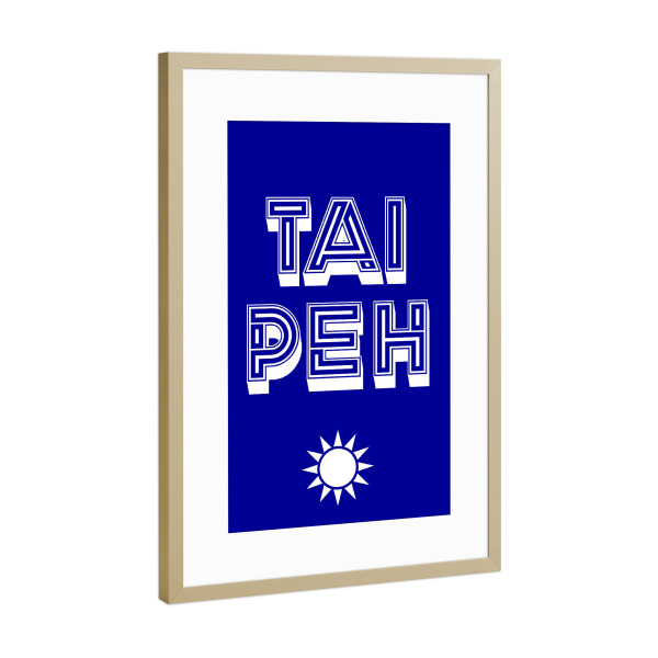 Poster mit Rahmen Gold "Taipeh" artboxONE - Städte,Typografie,Reise,Reise / Asien,Reise / Länder