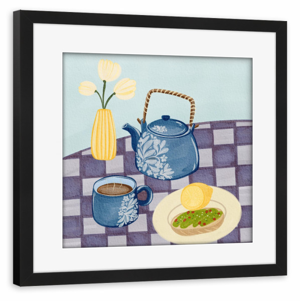 Poster mit Rahmen schwarz "Breakfast date" artboxONE - Essen & Trinken