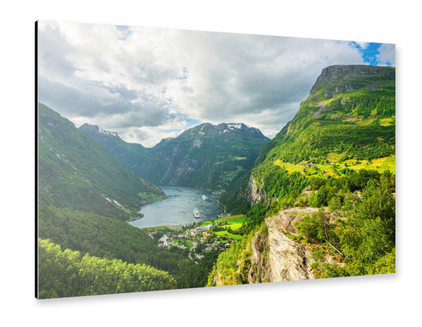 Alu-Dibond "Berge und Geirangerfjord" 30x20 cm artboxONE