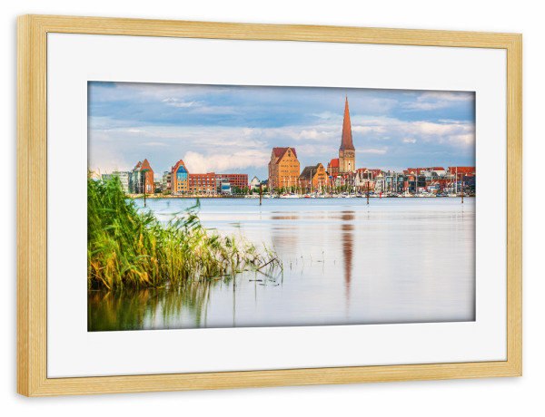 Poster mit Rahmen kiefer "Rostock an der Warnow" artboxONE - Natur,Reise,Architektur