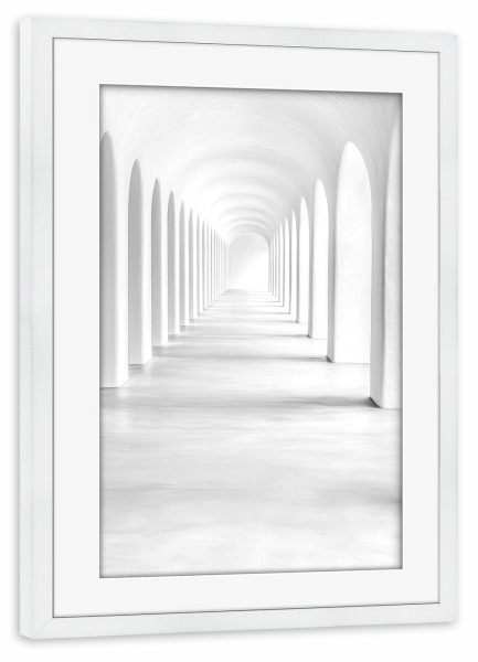 Poster mit Rahmen weiß "Lichtspiel der Arkaden" artboxONE - Abstrakt,Architektur,Geometrie
